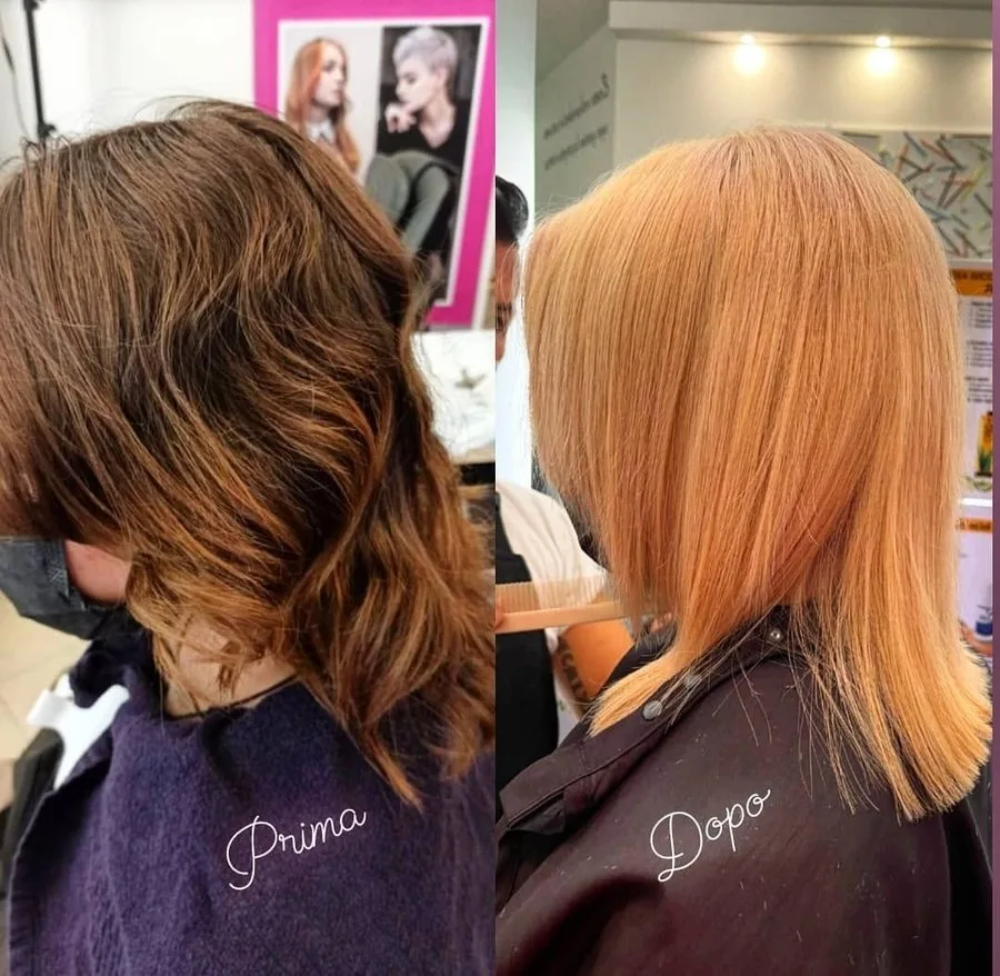Prima e dopo un colore ramato